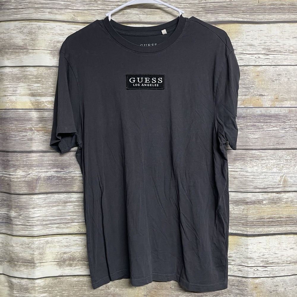Guess Men's Size Medium Short Sleeve T Shirt Gray Black Preppy School‎ EUC